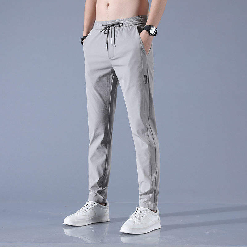 Ice Silk Elastic Casual Pants for Men's Summer