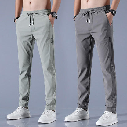 Ice Silk Elastic Casual Pants for Men's Summer