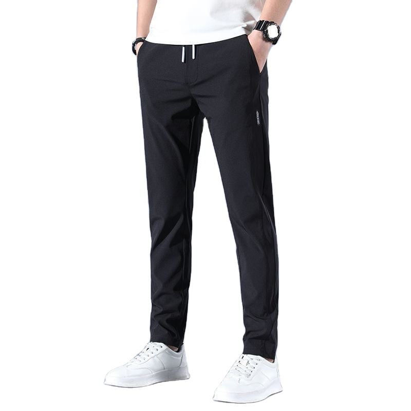 Ice Silk Elastic Casual Pants for Men's Summer
