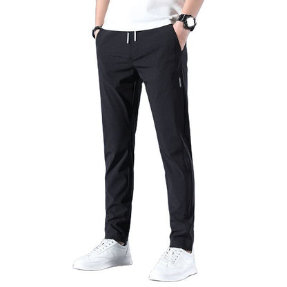 Ice Silk Elastic Casual Pants for Men's Summer