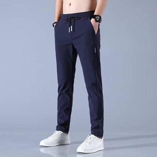 Ice Silk Elastic Casual Pants for Men's Summer