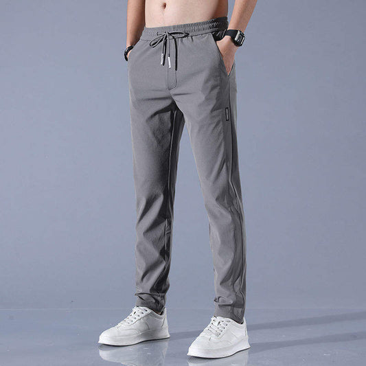 Ice Silk Elastic Casual Pants for Men's Summer